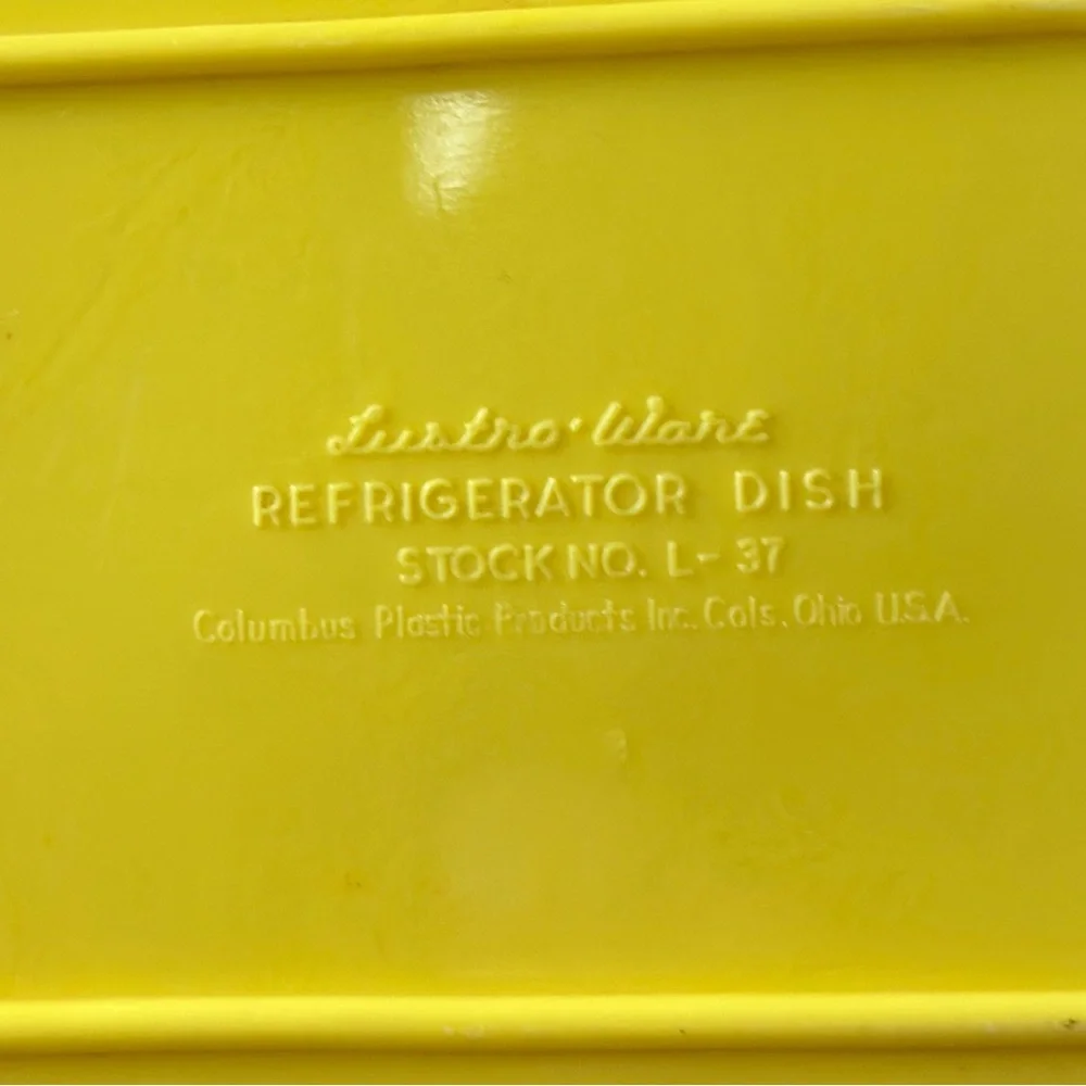 Vintage Lustroware Plastic Refrigerator Dish Yellow with Clear Lid Retro MCM 8”